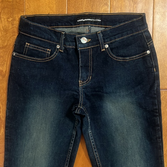 Bebe Y2K Boot Cut Low-Rise Jeans Size 28 Dark Wash Flare Casual Retro - Picture 2 of 13